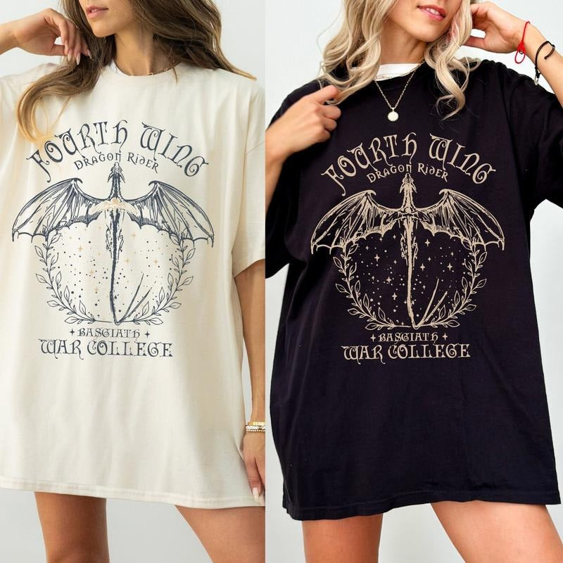 Fourth Wing Dragon Rider Basgiath War Collage Oversized Vintage Shirt Fantasy gift for Book Lover fandom merch Voilet...