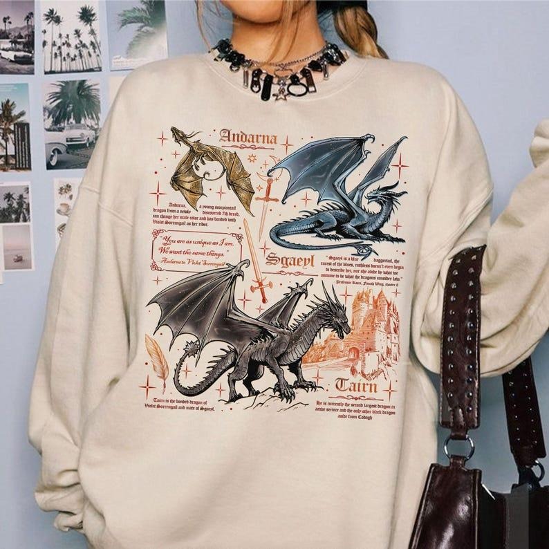 Fourth Wing Dragon Shirt, Tairn & Andarna Dragon TShirt, Basgiath War College Tee, Dragon Rider Sweatshirt, Bookish Gift...
