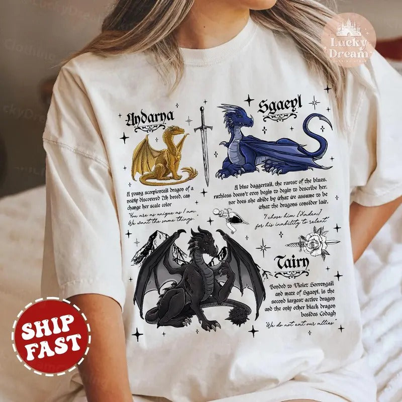 Fourth Wing Dragon Shirt, Tairn & Andarna TShirt, Basgiath War College Tee, Dragon Rider Shirt, Bookish Gift for Readers,...