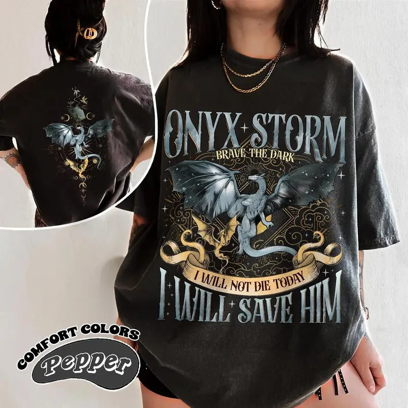 Fourth Wing Series Comfort Color T-Shirt, Onyx Storm, Dragon Rider, Bookish Tee Gift For Book Lover, Violet Sorrengail,...