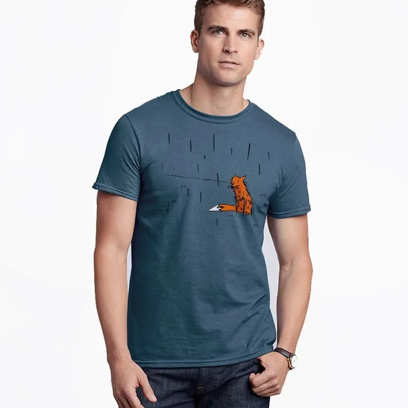 Fox men t shirt unique gift for him graphic tee boyfriend gift hand printed shirt Hoodie, Sweatshirt | HypeCrazeTee.com