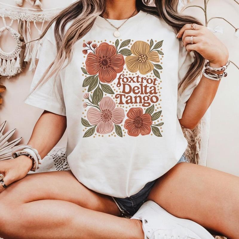 Foxtrot Delta Tango Tshirt Sweatshirt, Subtle Flower Tee Shirt, Gift For Democrat, Progressive Liberal Flower Tee, Unisex...