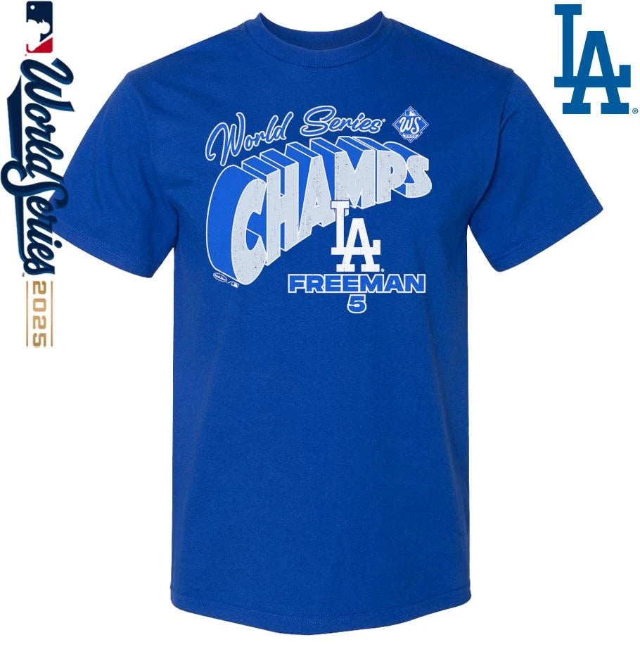 Freddie Freeman Los Angeles Dodgers Majestic Threads 2025 World Series Champions T-Shirt