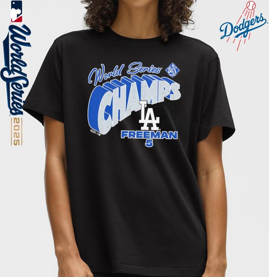 Freddie Freeman Los Angeles Dodgers Majestic Threads 2025 World Series Champions T-Shirt