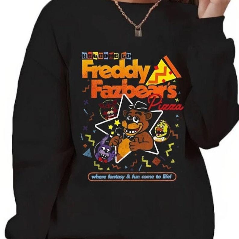 Freddy's Fright Night Sweatshirt Vintage Gaming Halloween Graphic Pullover casual hoodie T-Shirts | HypeCrazeTee.com