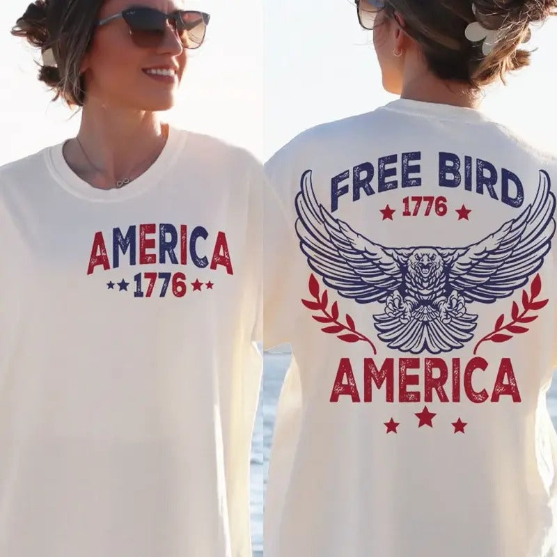 Free Bird T-Shirt, American Eagle Sweatshirt, 4th of July Sweater, Patriotic Gift, Retro America Crewneck, America 1766...