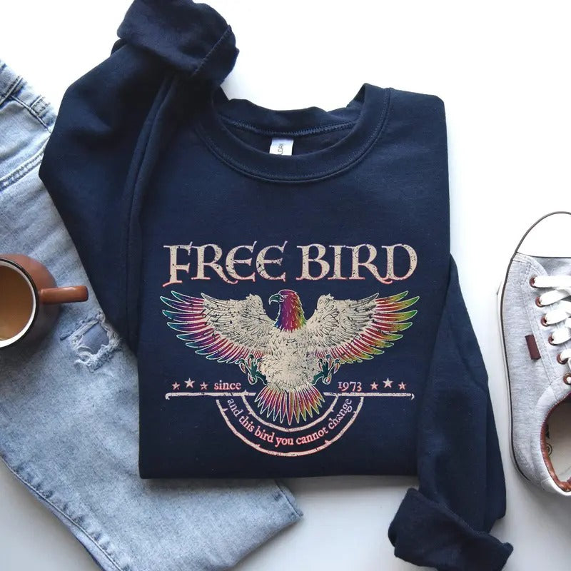 Free Bird, Band, Old School Band, Retro Music, Rock Band Sweatshirt, Women's Crew Neck, Crewneck T-Shirts, Hoodie