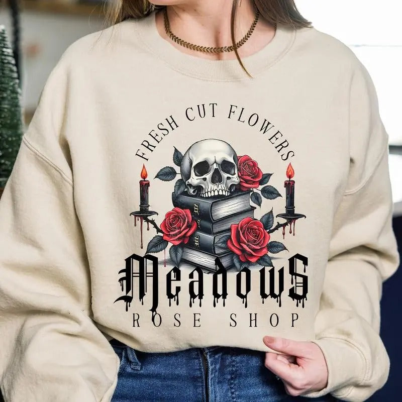 Fresh Cut Flowers Meadows Rose Shop Sweatshirt, Haunting Adeline Hoodie, Zade Meadows Merch, Romance Of The Stars Dark...