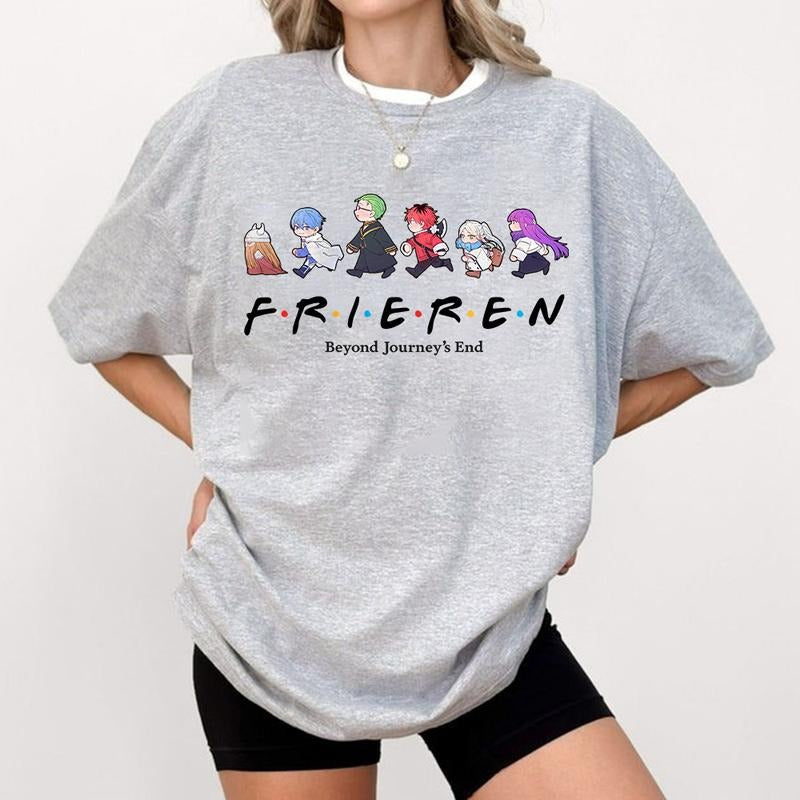 Frieren Beyond Journey's End Friends Shirt, Frieren Cute Chibi Cartoon Shirt, Frieren Sweatshirt, Frieren Unisex Cotton...