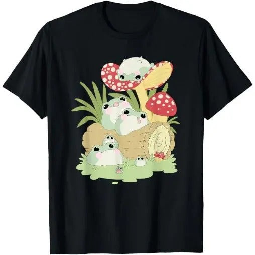 Frog Lying Mushroom Cute Frog Lover Made USA T-Shirts, Hoodie, Sweatshirt