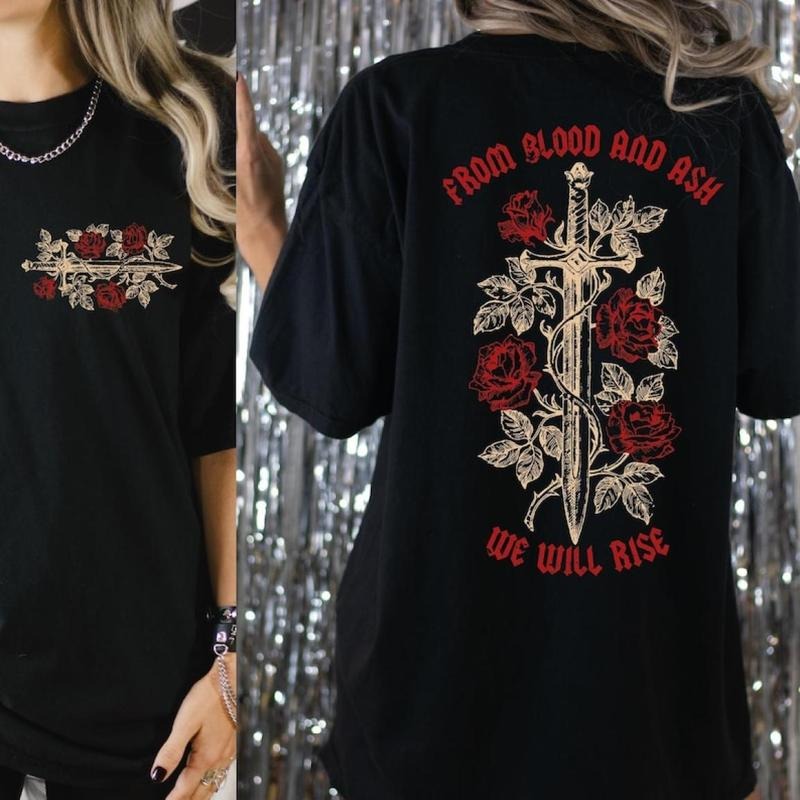 From Blood and Ash We Will Rise 2 Side Shirt, Jennifer L Poppy Hawke Prince Casteel, Book Lover Gift, Classic Styles,...
