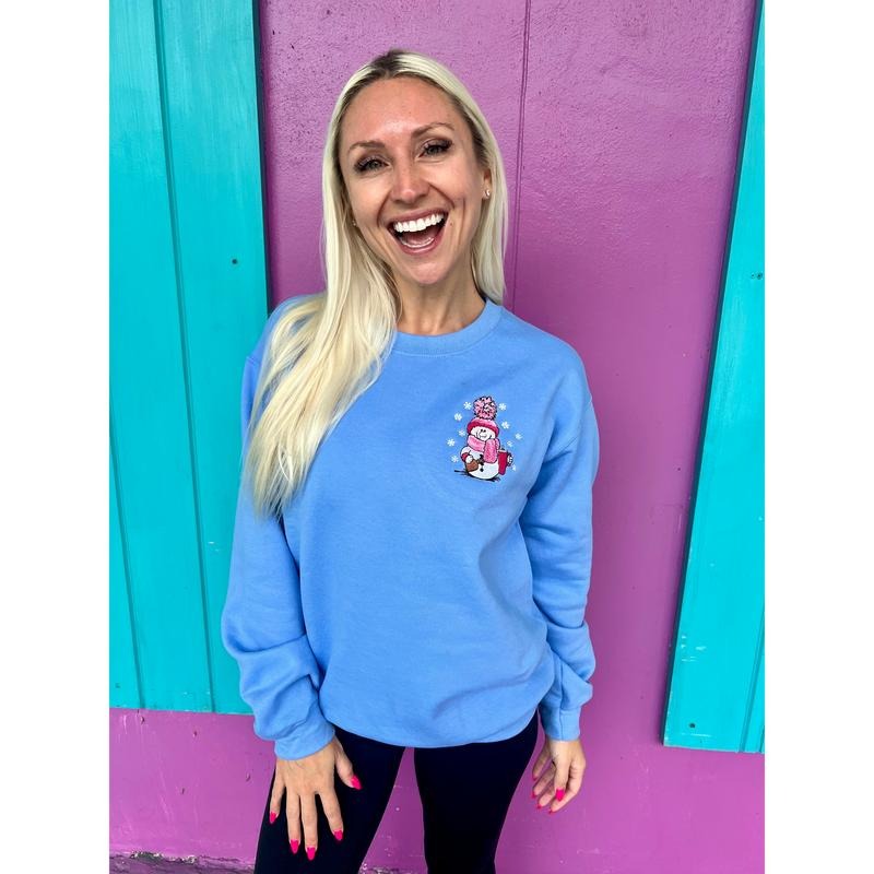 Frosty Girl Embroidered Snowman Sweatshirt T-Shirts, Hoodie | HypeCrazeTee.com