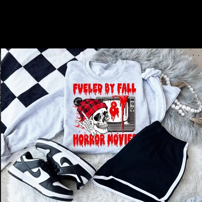 Fueled Fall & Horror Movies Ash Grey T-Shirts, Hoodie, Sweatshirt