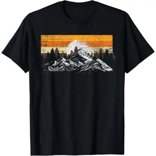 Full Moon Outdoor Nature Wildlife Mountains Retro Forest T-Shirt Made in USA Hoodie, Sweatshirt | HypeCrazeTee.com