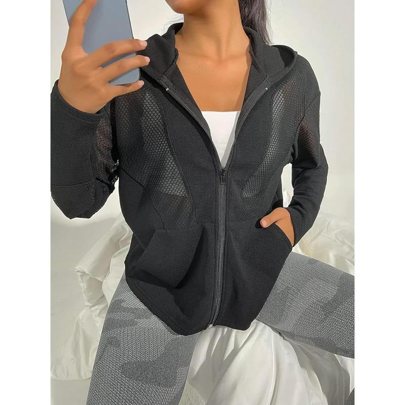 Full Zip Up Athletic Running Hoodie Jackets Mesh Lightweight Sun Shirt style 02 Sweatshirt | HypeCrazeTee.com