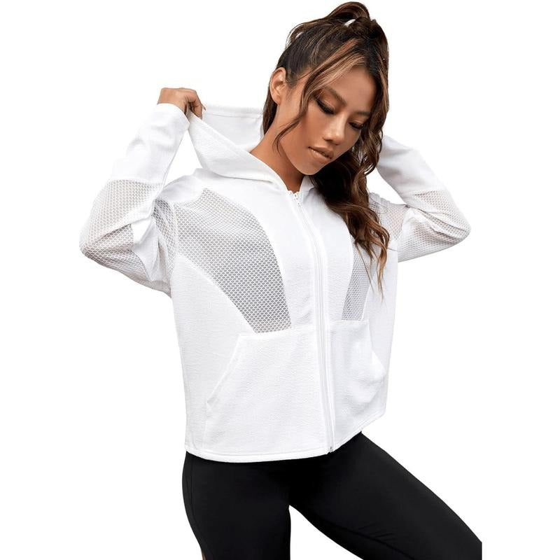 Full Zip Up Athletic Running Hoodie Jackets Mesh Lightweight Sun Shirt style 03 Sweatshirt | HypeCrazeTee.com