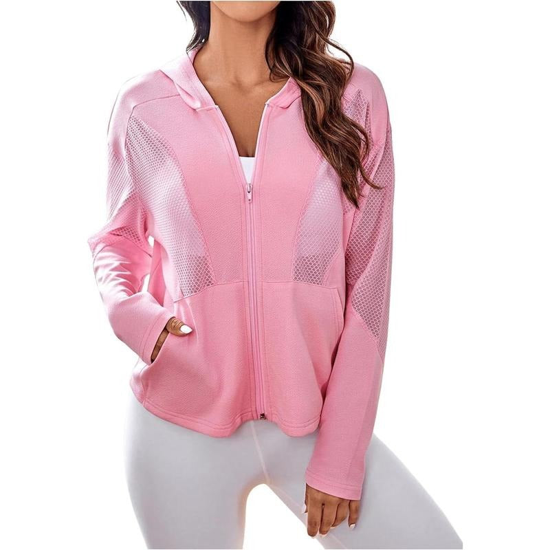 Full Zip Up Athletic Running Hoodie Jackets Mesh Lightweight Sun Shirt Sweatshirt | HypeCrazeTee.com