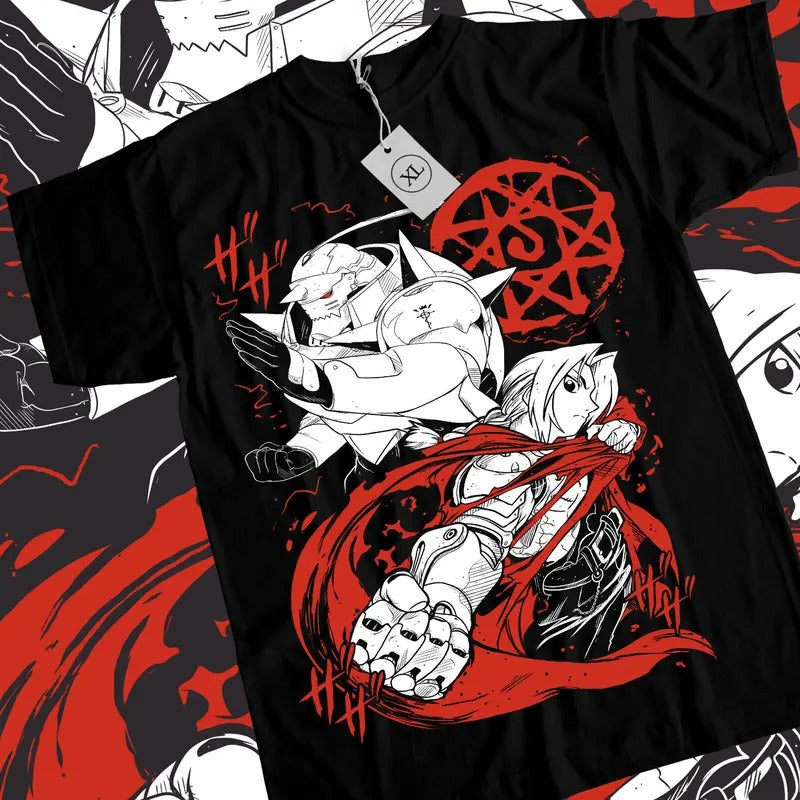 Fullmetal Alchemist T-Shirt S-4XL Brotherhood Alphonse Elric Black Shirt Tee Tshirt S-4XL Hoodie, Sweatshirt