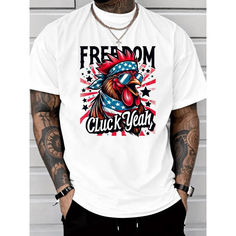 Fun - filled Patriotic T - Shirt: Freedom Cluck Yeah