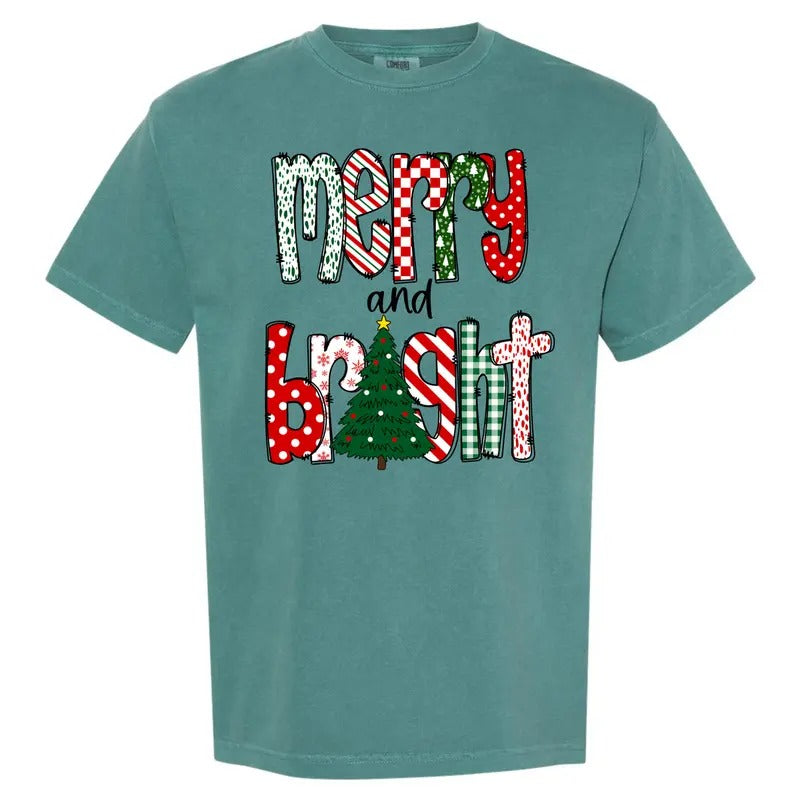 Fun Pattern Merry & Bright Comfort Colors T-Shirt 'NLB' Hoodie, Sweatshirt | HypeCrazeTee.com