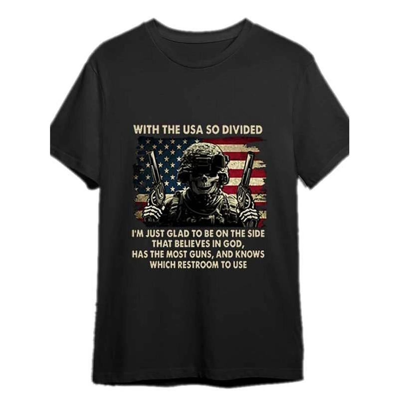 Fun men's short sleeve graphic T-shirt collection with "America is So Divided" T-shirt, American Veterans T-shirt,...