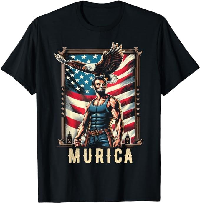Funny 4th of July Shirts For Men, 4th of July Patriotic Funny Abraham Lincoln July 4th USA T-Shirt Menswear Top Casual...