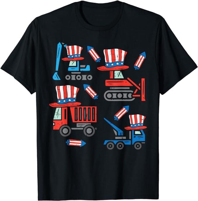 Funny 4th of July Shirts For Men, American Construction 4th Of July Fourth Toddler Boys T-Shirt Menswear Top Casual...