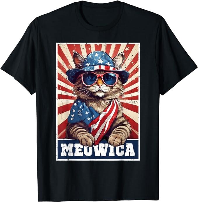 Funny 4th of July Shirts For Men, Cat American Flag Funny 4th of July T-Shirt Menswear Top Casual Cotton Hoodie, Sweatshirt