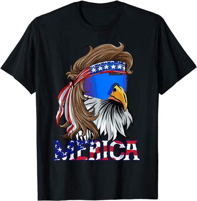 Funny 4th of July Shirts For Men, Eagle Mullet Sunglasses Merica 4th Of July USA American Flag T-Shirt Menswear Top...