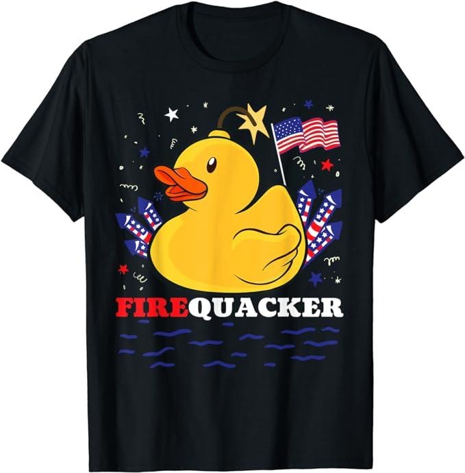 Funny 4th July Shirts Firecracker Duck 4th July Patriotic Day USA Flag Funny Menswear Top Casual Cotton T-Shirts, Hoodie, Sweatshirt