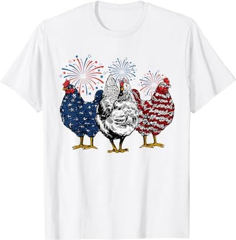 Funny 4th of July Shirts For Men, Funny Chicken 4th Of July Patriotic American Chicken Lover T-Shirt Menswear Top Casual...