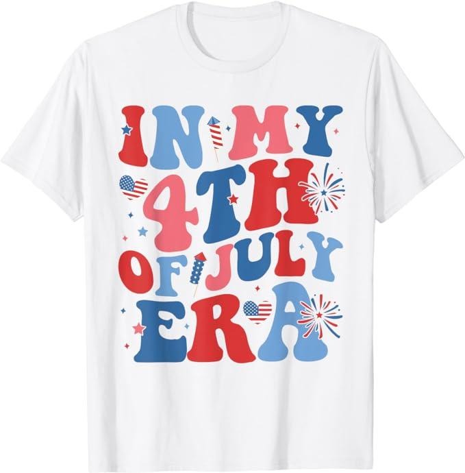 Funny 4th of July Shirts For Men, In My 4th Of July Era Funny Patriotic USA Flag American T-Shirt Menswear Top Casual...