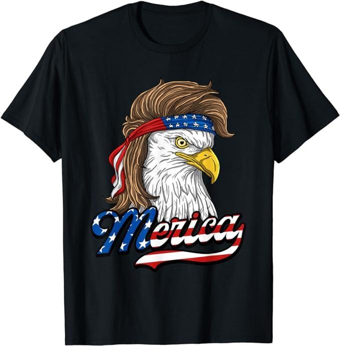 Funny 4th of July Shirts For Men, Merica Patriotic USA Eagle Of Freedom 4th of July T-Shirt Menswear Top Casual Cotton...