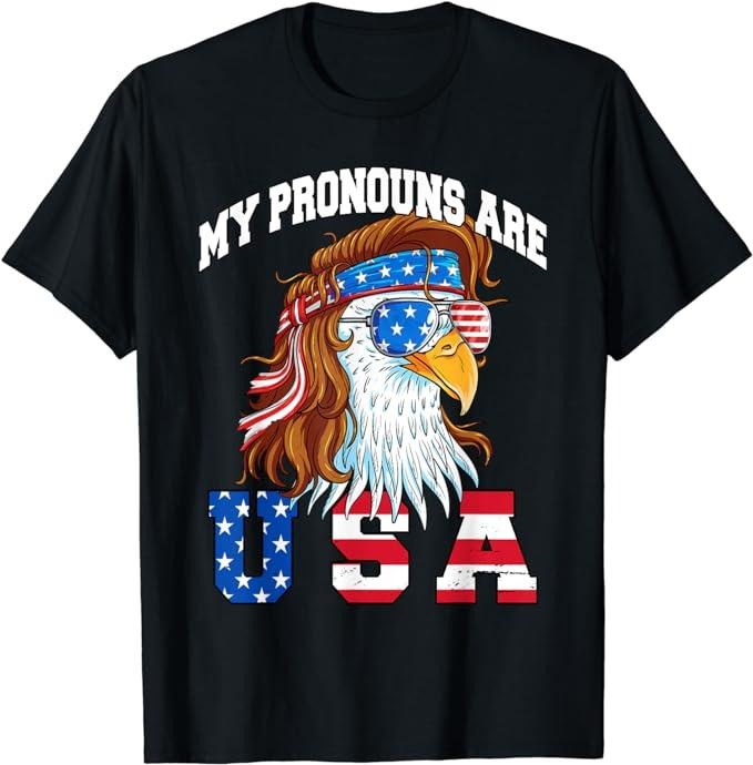 Funny 4th of July Shirts For Men, My Pronouns Are USA Eagle American Funny 4th of July T-Shirt Menswear Top Casual Cotton...