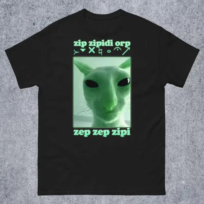 Funny Alien Cat Dank Meme Shirt Woman Man Brainrot Ugly Shirts Stupid Cringe Alien Invasion Memes T-Shirts, Hoodie, Sweatshirt
