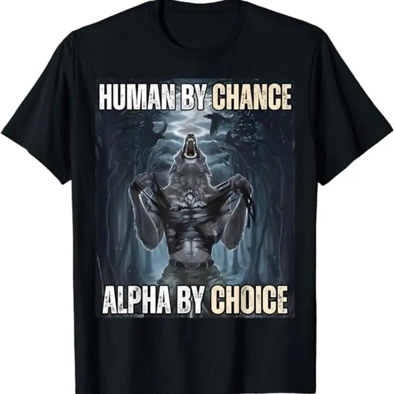 Funny Alpha Wolf Meme T-Shirt, Gift For Friends Cotton Menswear Hoodie, Sweatshirt | HypeCrazeTee.com