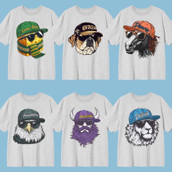 Funny Animal Mascot Football City T-Shirt, Vintage Football Spiritwear Graphic Tee for Game Day, Cool Unisex Fan Shirt,...