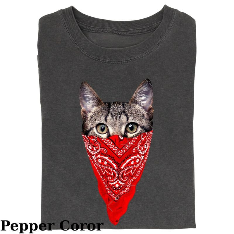 Funny Animal Vintage Graphic Tee, Gangster Cat T-Shirt, Fantasy Kitten Tshirt, Cute Cat Shirt, Love Cat Tshirt, Animal...