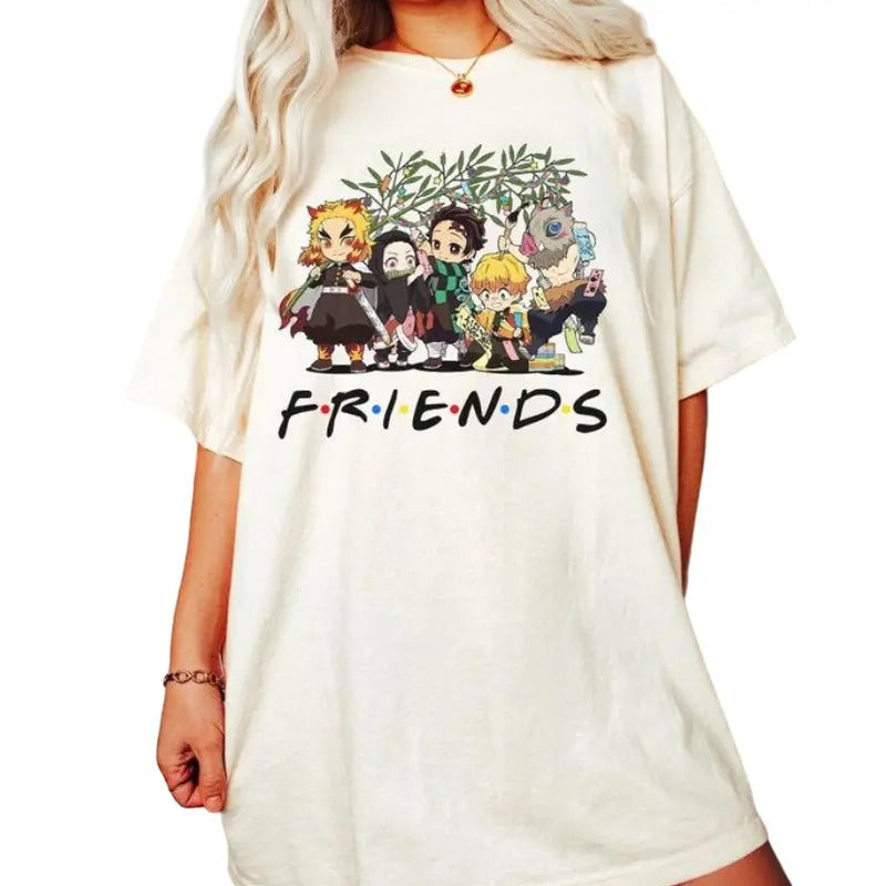 Funny Anime Tee Shirt, Tanjiro, Nezuko, Zenitsu, Inosuke, Anime Streetwear Shirt, Birthday Gift for Anime...