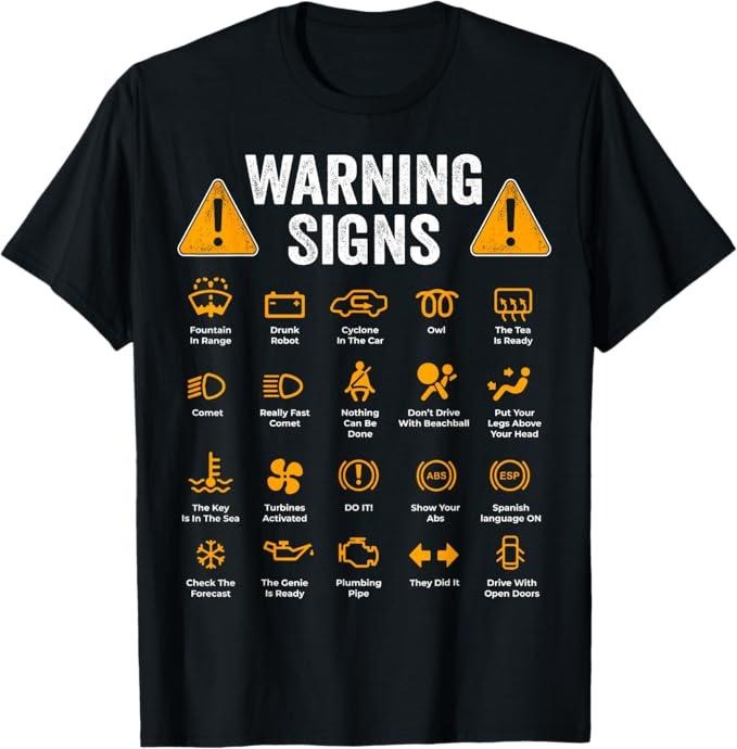 Funny Auto Mechanic Shirt, Funny Driving Warning Signs 101 Auto Mechanic Gift Driver T-Shirt