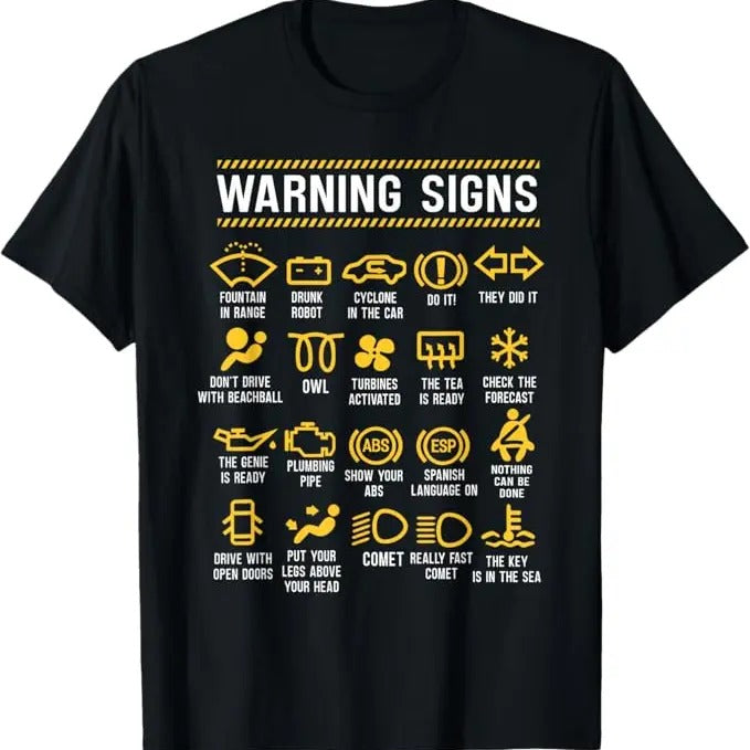 Funny Auto Mechanic Shirt, Warning Signs 101 Funny Car Mechanic T-Shirt