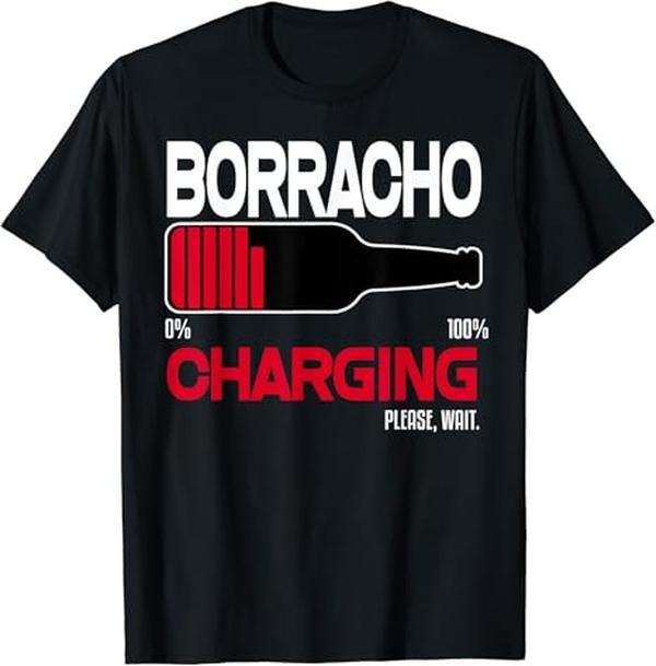 Funny Bar Shirts, Borracho Charging T-Shirt Menswear Top