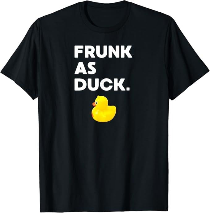 Funny Bar Shirts, Frunk as Duck Funny Rubber Ducky Drinking Meme Humor T-Shirt Menswear Top