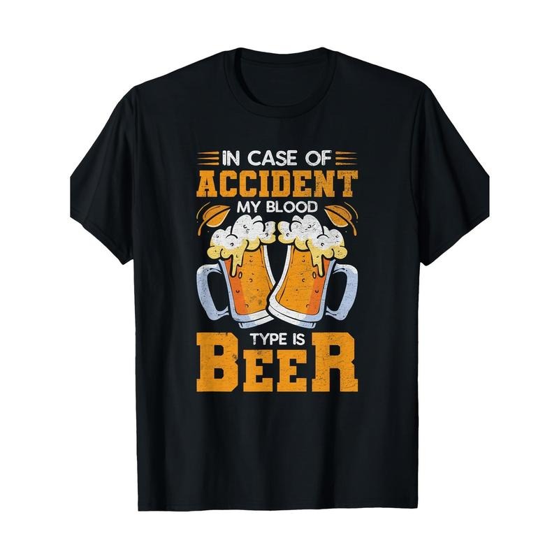 Funny Beer Blood Type Graphic T-Shirt