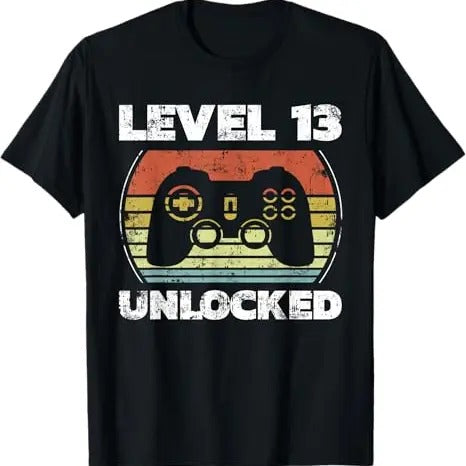 Funny Shirts Level 13 Unlocked Funny Video Gamer 13th Menswear Top T-Shirts, Hoodie, Sweatshirt