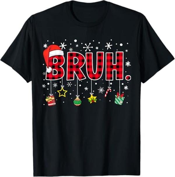 Funny Bruh Shirt, Bruh Funny Christmas Red Plaid Xmas Pajamas T-Shirt - Menswear Top Hoodie, Sweatshirt | HypeCrazeTee.com