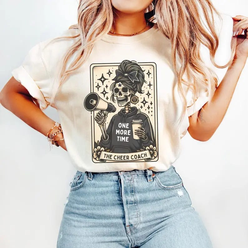 Funny Cheer Coach Shirt, Cheerleading Coach Tarot Card T-Shirt, Cheerleader Halloween Tshirt, Gift for Cheerleading Coach...