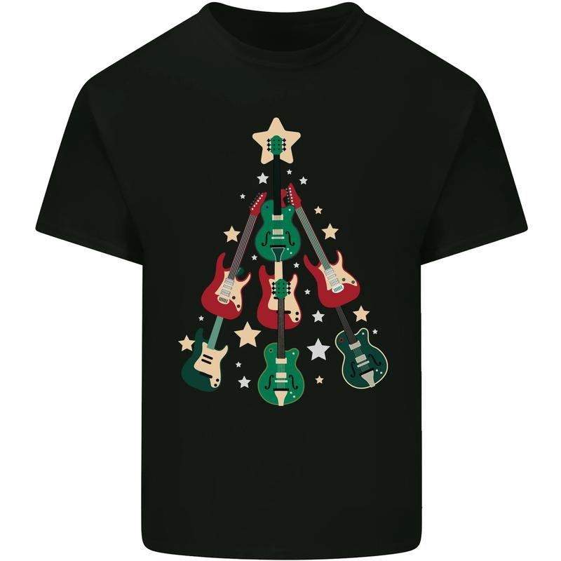 Funny Christmas Guitar Tree Rock Music Mens Cotton T-Shirt Tee Top Made in USA Hoodie, Sweatshirt | HypeCrazeTee.com