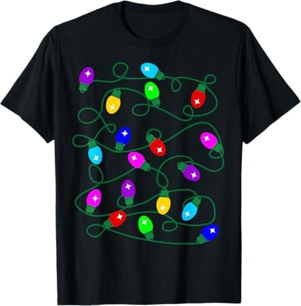 Funny Christmas Shirt, Christmas Gift, My Favorite Color Is Christmas Lights Funny Pajama Xmas T-Shirt