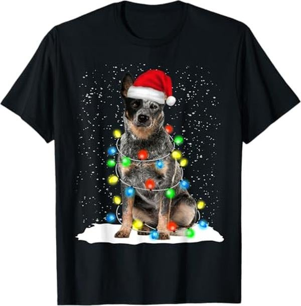 Funny Christmas Shirts, Blue Heeler Christmas Light Funny Gift For Dog Lover T-Shirt